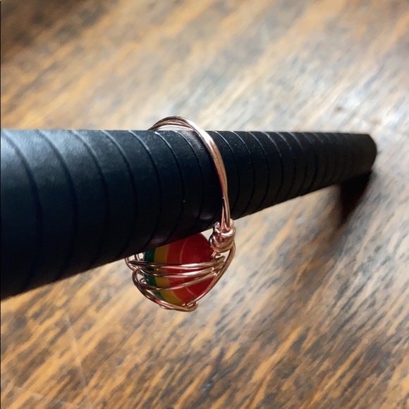Bi Pride Gay LGBTQ Rainbow Wire Wrap Ring - Picture 6 of 7